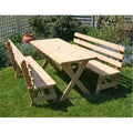 Cedar 5 ft. Cross Legged Picnic Table with 2 Backed Benches K128304