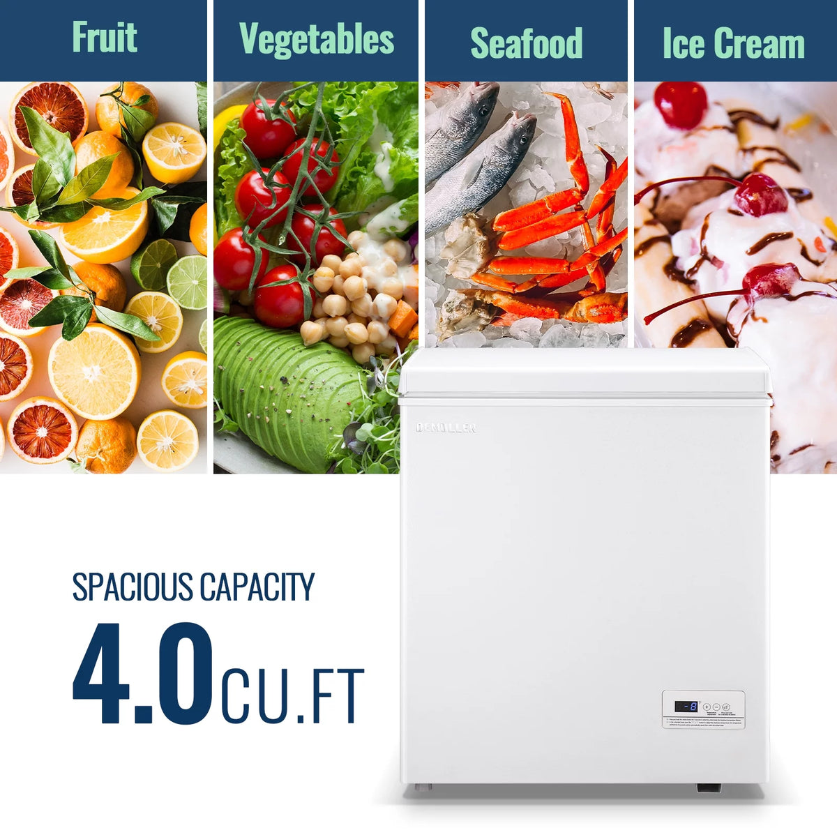 White Chest Freezer with Two Storage Baskets U5553