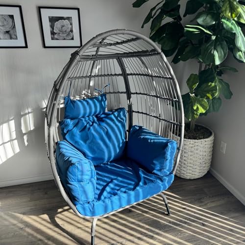 Oversized Wicker Egg Chair with Steel Frame Y144080