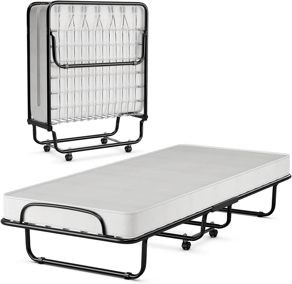 Folding Bed with Memory Foam Mattress and Wheels O938053