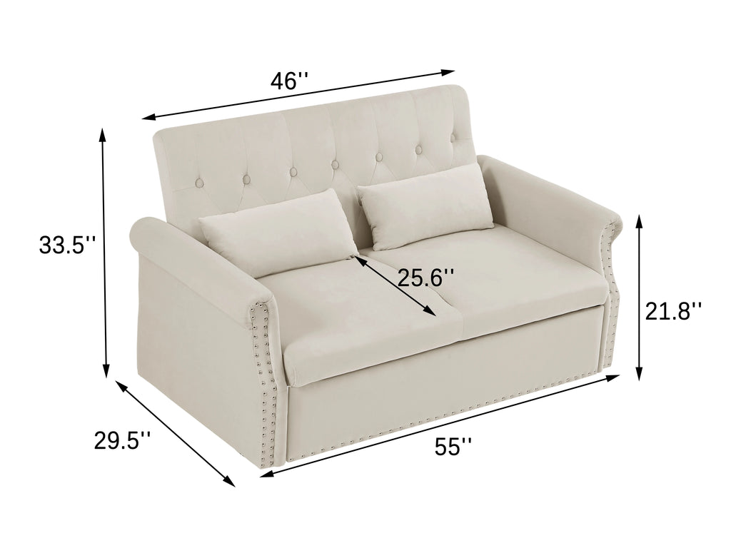 Velvet Convertible Sleeper Sofa Bed B729246