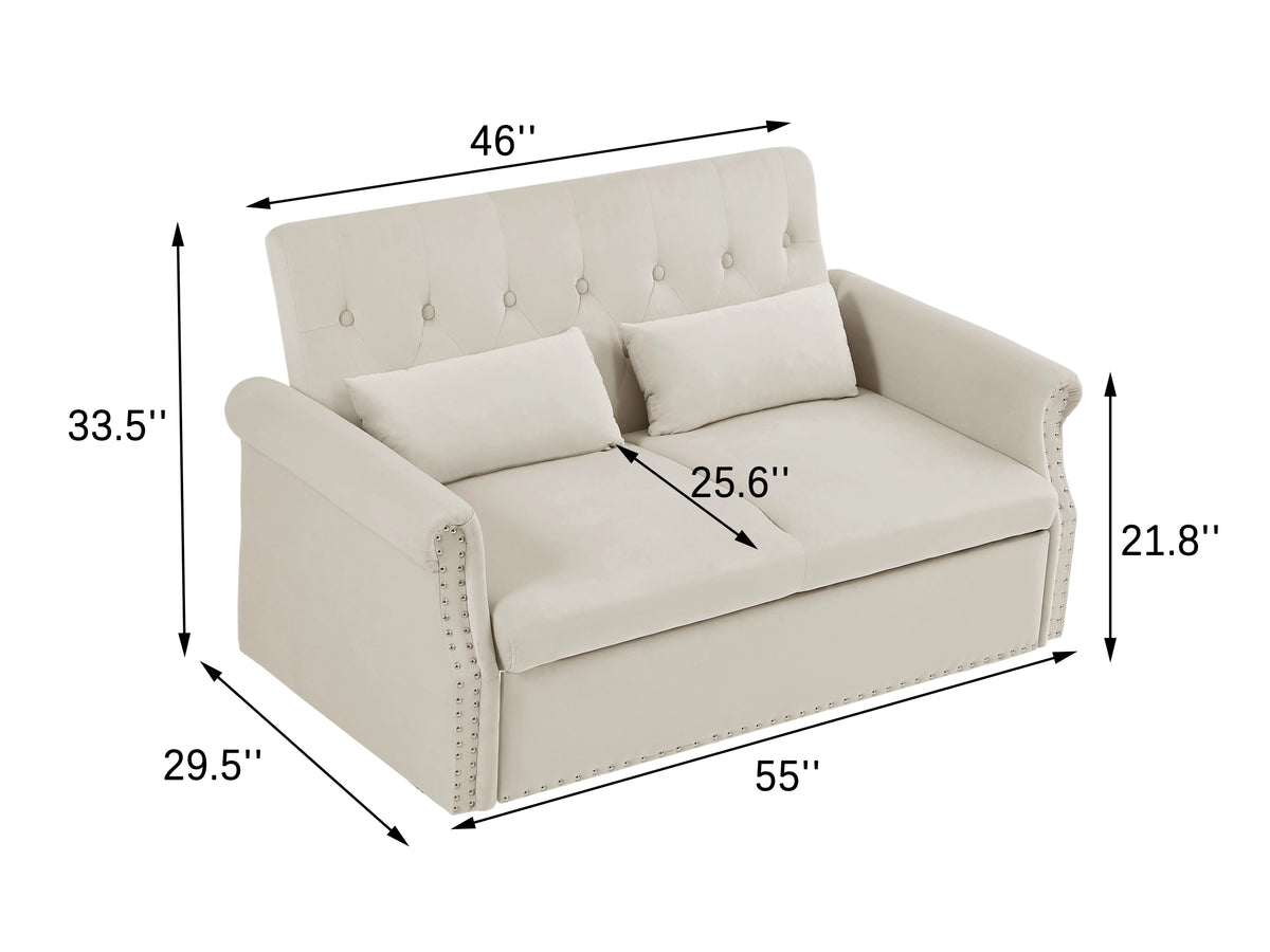 Velvet Convertible Sleeper Sofa Bed B729246