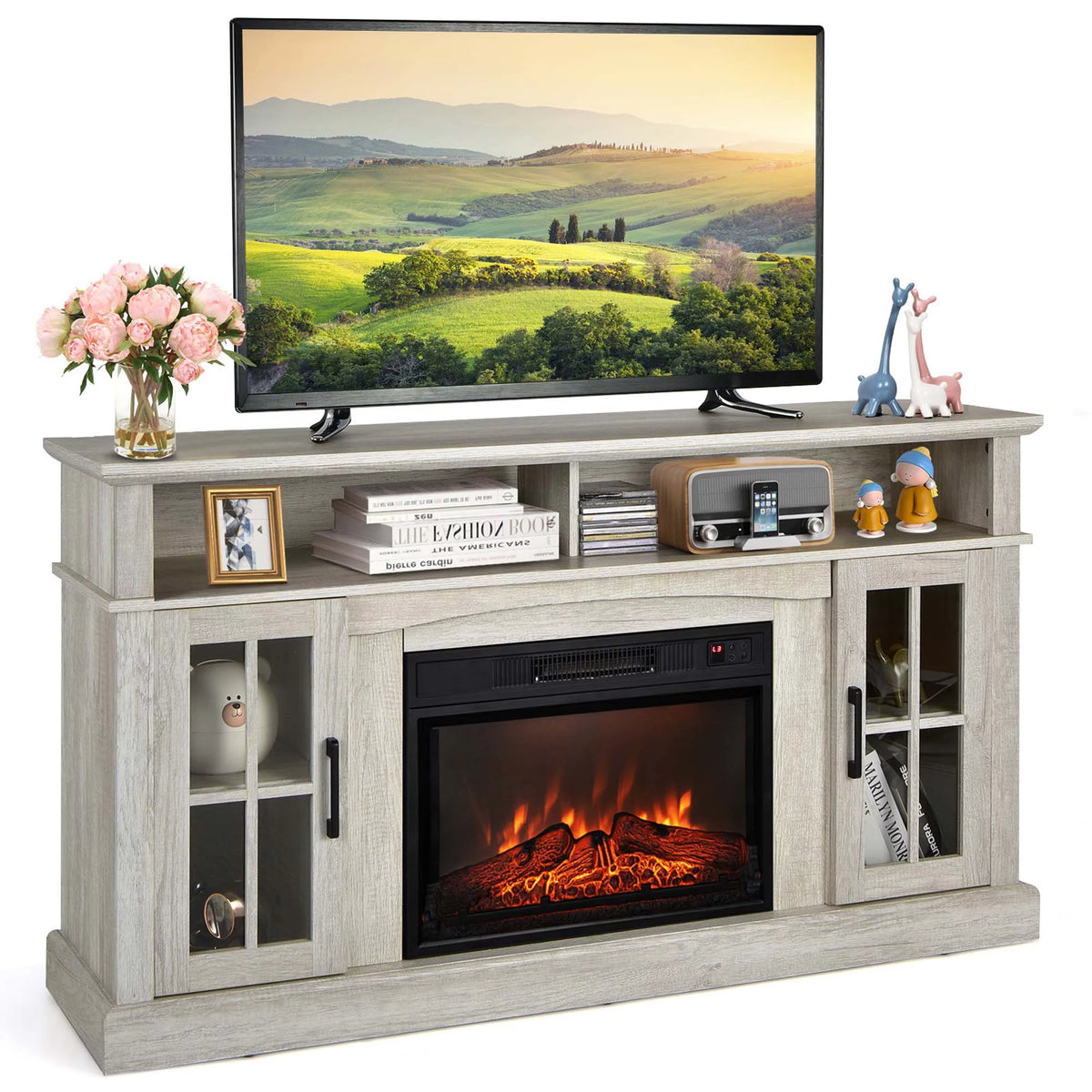 58'' Fireplace TV Stand with 1400W Electric Fireplace B209655