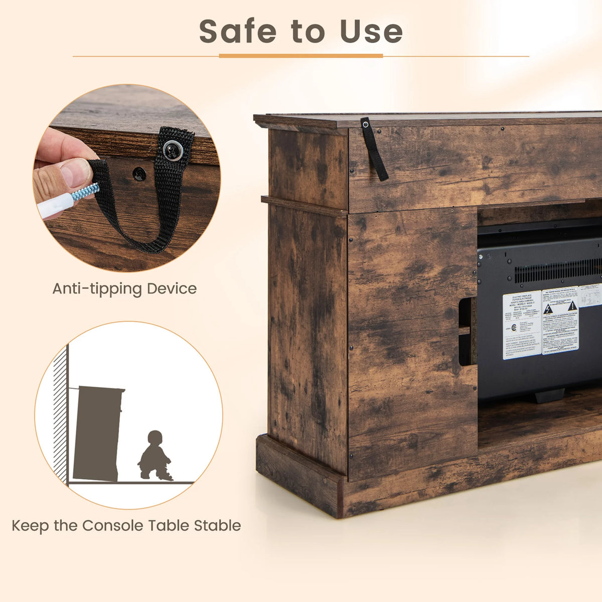 58'' Fireplace TV Stand with 1400W Electric Fireplace B209655