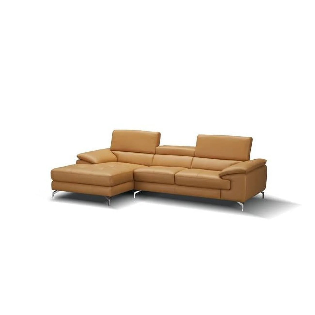 Italian Leather Left Facing Chaise Mini Sectional Sofa K802