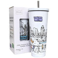 25 Oz Vacuum Insulated Stainless Steel Tumbler with Lids & Straw B70802