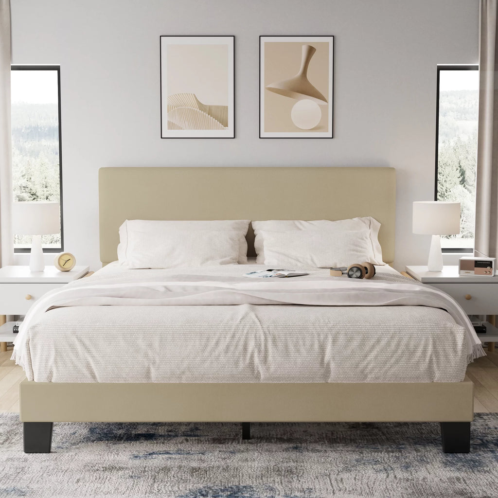Queen Size Dark Gray Upholstered Bed Frame B524636