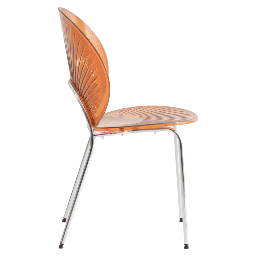 Amber Plastic Dining Chair with Chrome Metal Legs W594866