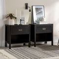 Set of 2 Black One Drawer Storage Nightstand U4509