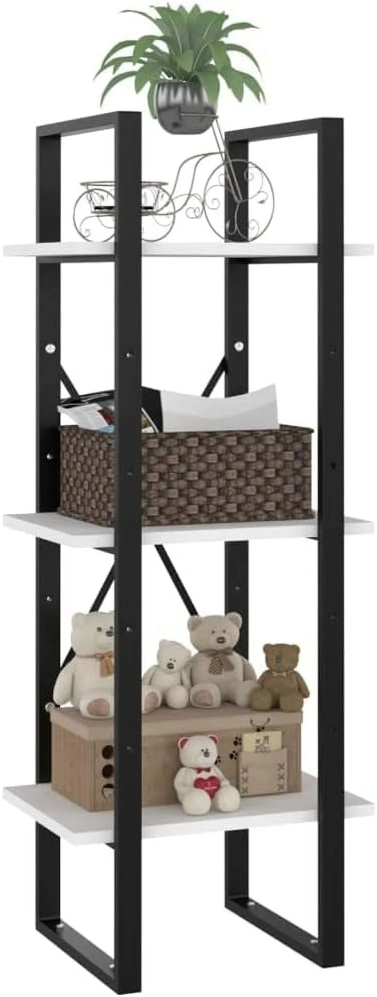 White 3-Tier Engineered Wood Bookshelf K7436