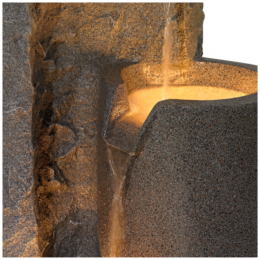 Cascading Outdoor Floor Water Fountain with LED Light 34 1/2" U8496