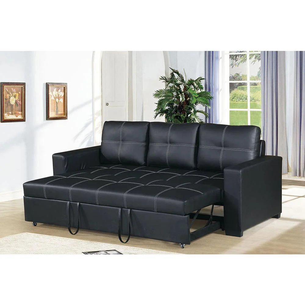 Faux Leather Convertible Sofa in Black H53966