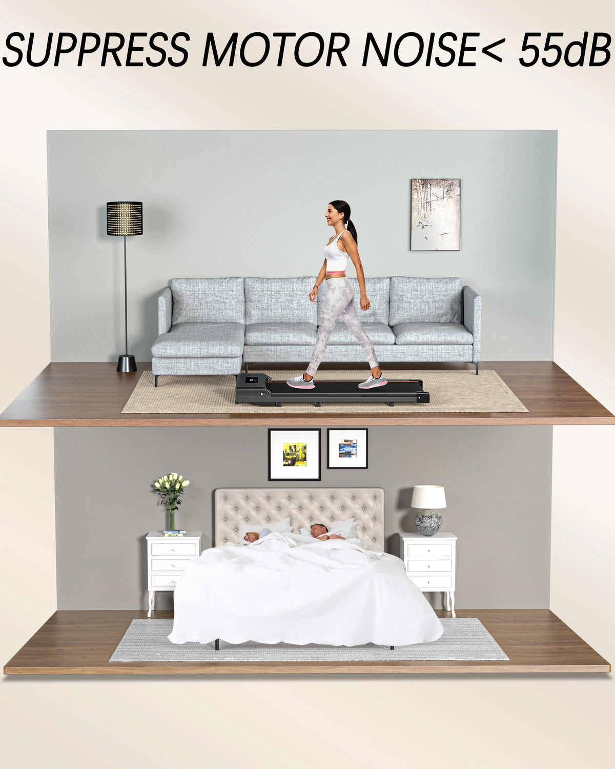 Under Desk Treadmill Electric Slim Walking Pad with LED Display V839101
