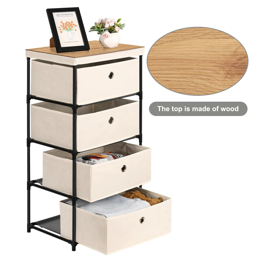 4 Drawer Fabric Storage Nightstand Y69768
