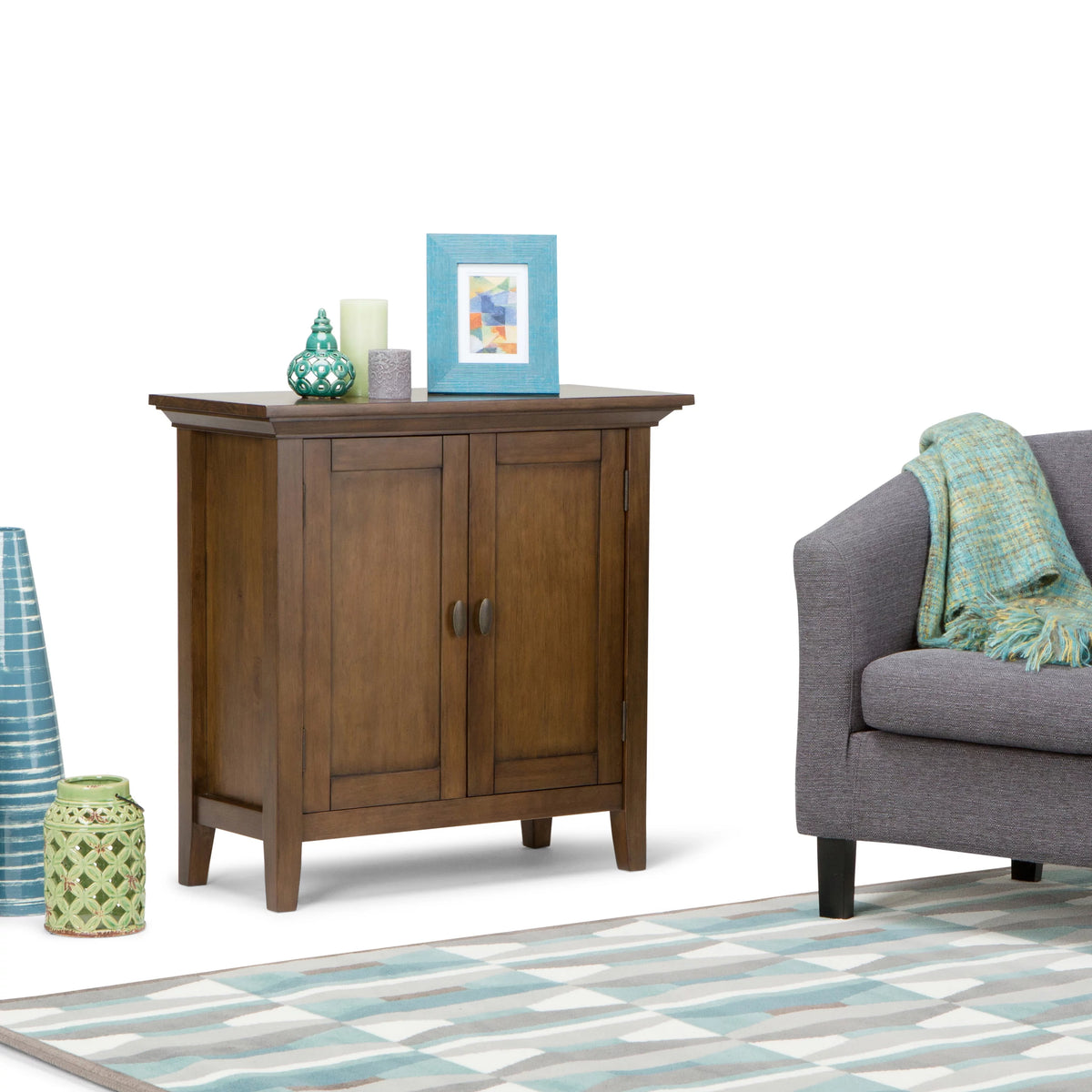 32 inch Wide Transitional Low Storage Cabinet in Rustic Natural Aged Brown U163377