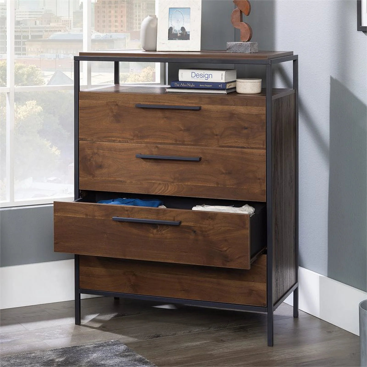 4-Drawer Bedroom Dresser with Open Shelf Q3563