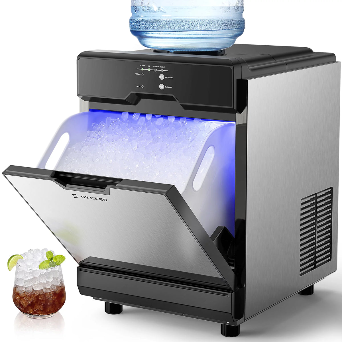 Nugget Ice Maker Countertop, 55lbs/24h, Self-Cleaning Pellet Ice Machine S7240