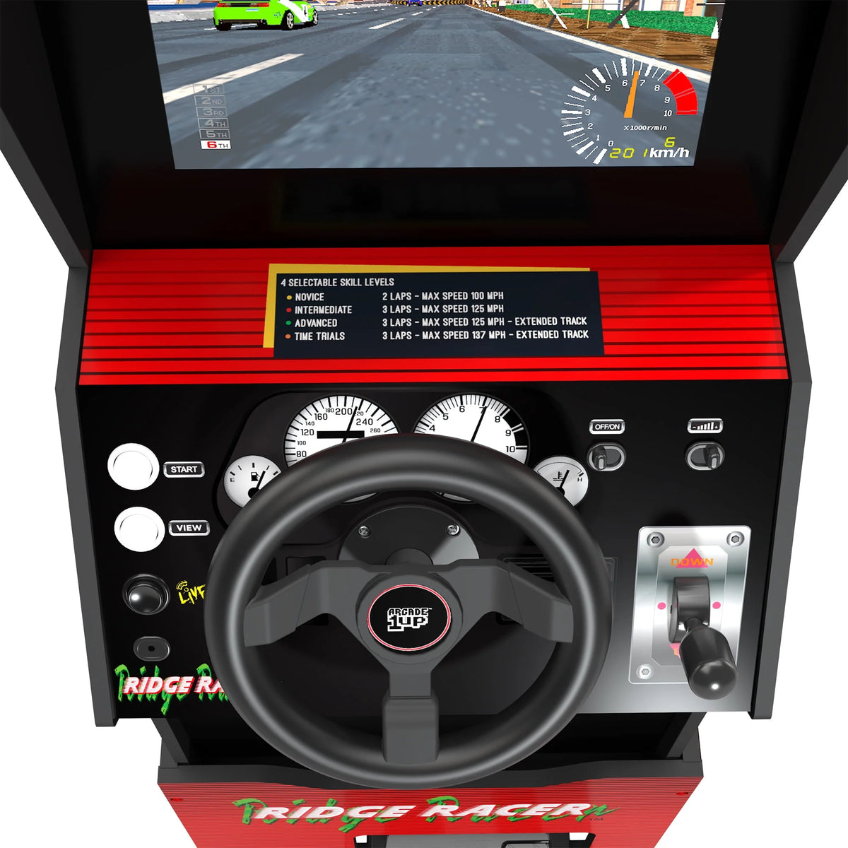 5 Games in 1 Arcade with Rumble Steering Wheel and Lit Marquee Q622906