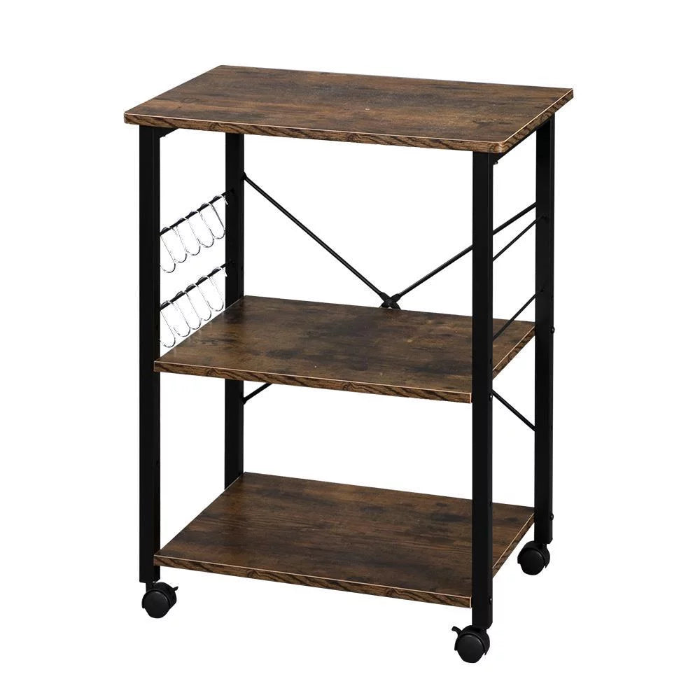 3-Tier Rolling Kitchen Cart with Metal Frame D119293