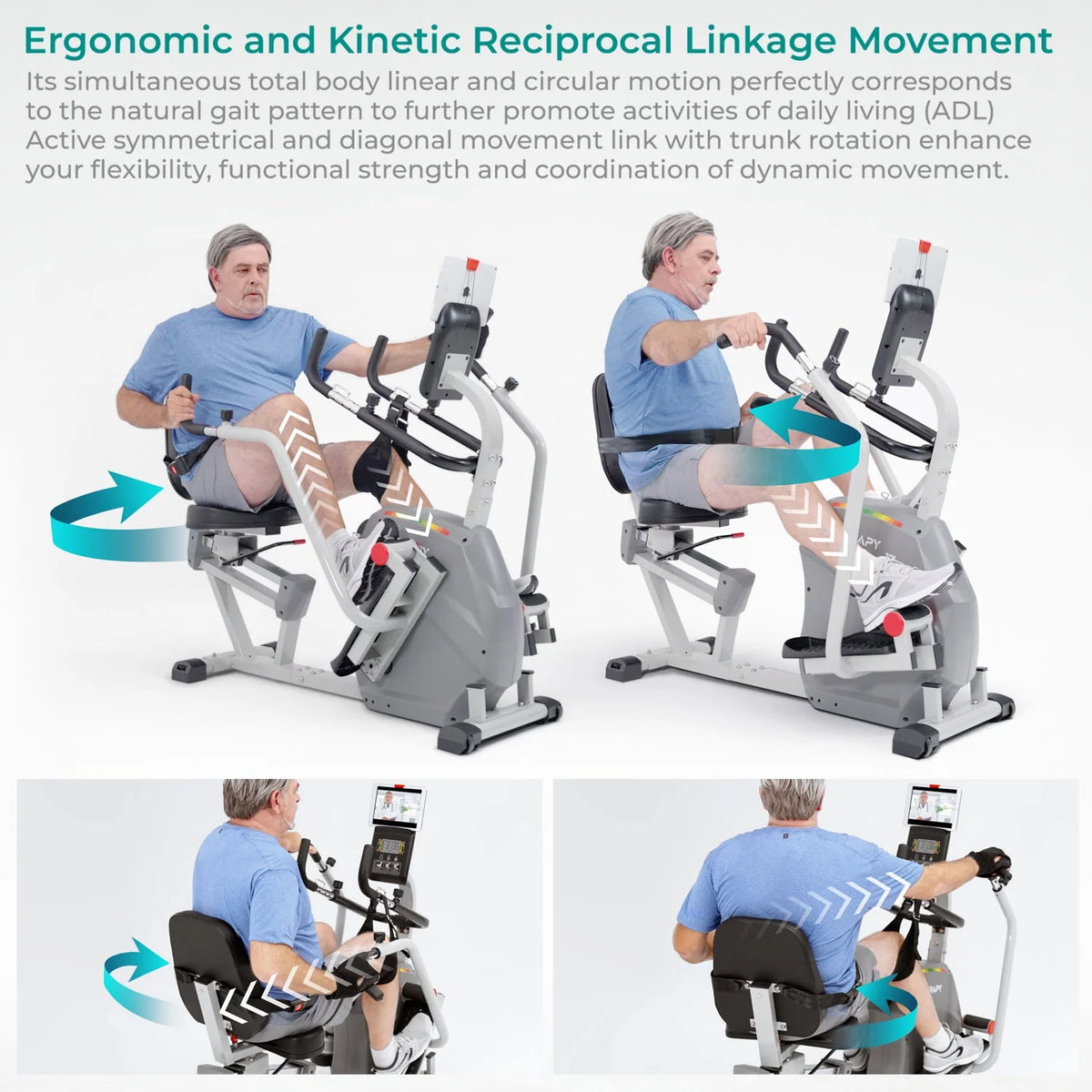 Recumbent Cross Trainer with Swivel Seat & Leg Harness G393