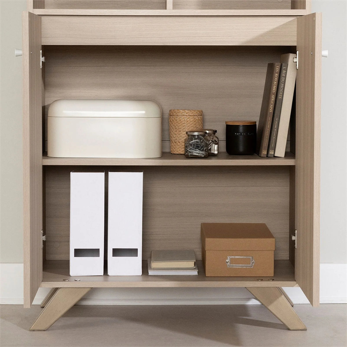Contemporary Bookcase with 2 Doors & 4 Open Storage Spaces H3928