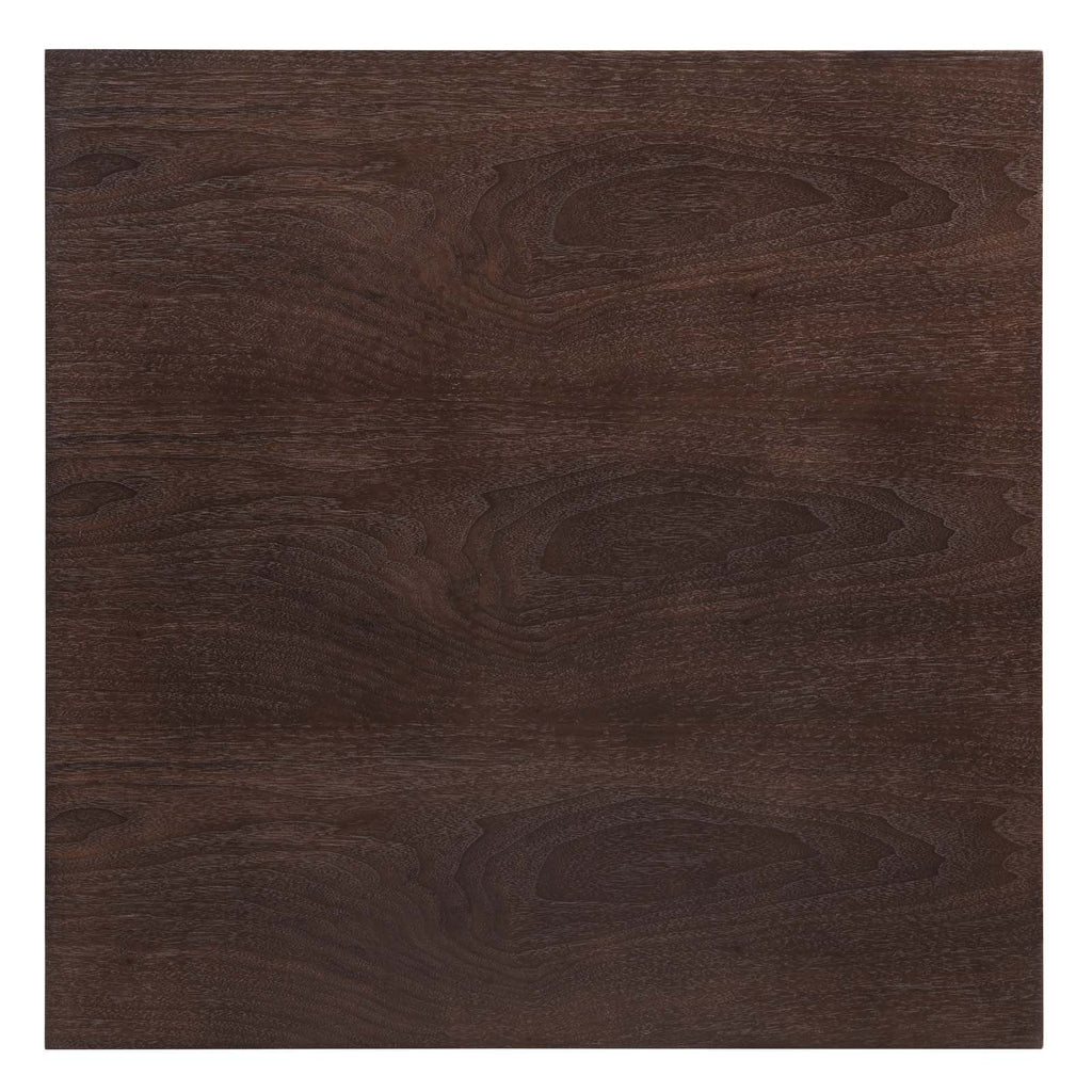28 inch Square Gold Walnut Wood Metal Dining Table S65184