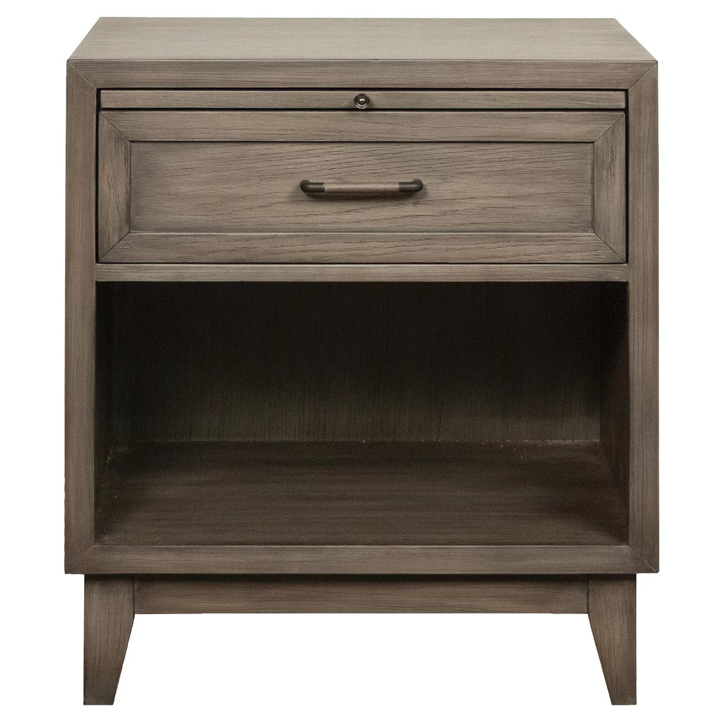 Gray Wash Wood One-Drawer Nightstand O7032
