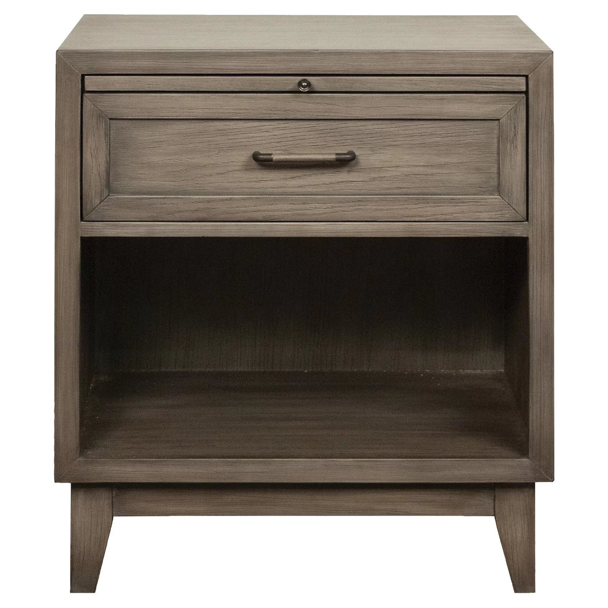 Gray Wash Wood One-Drawer Nightstand O7032