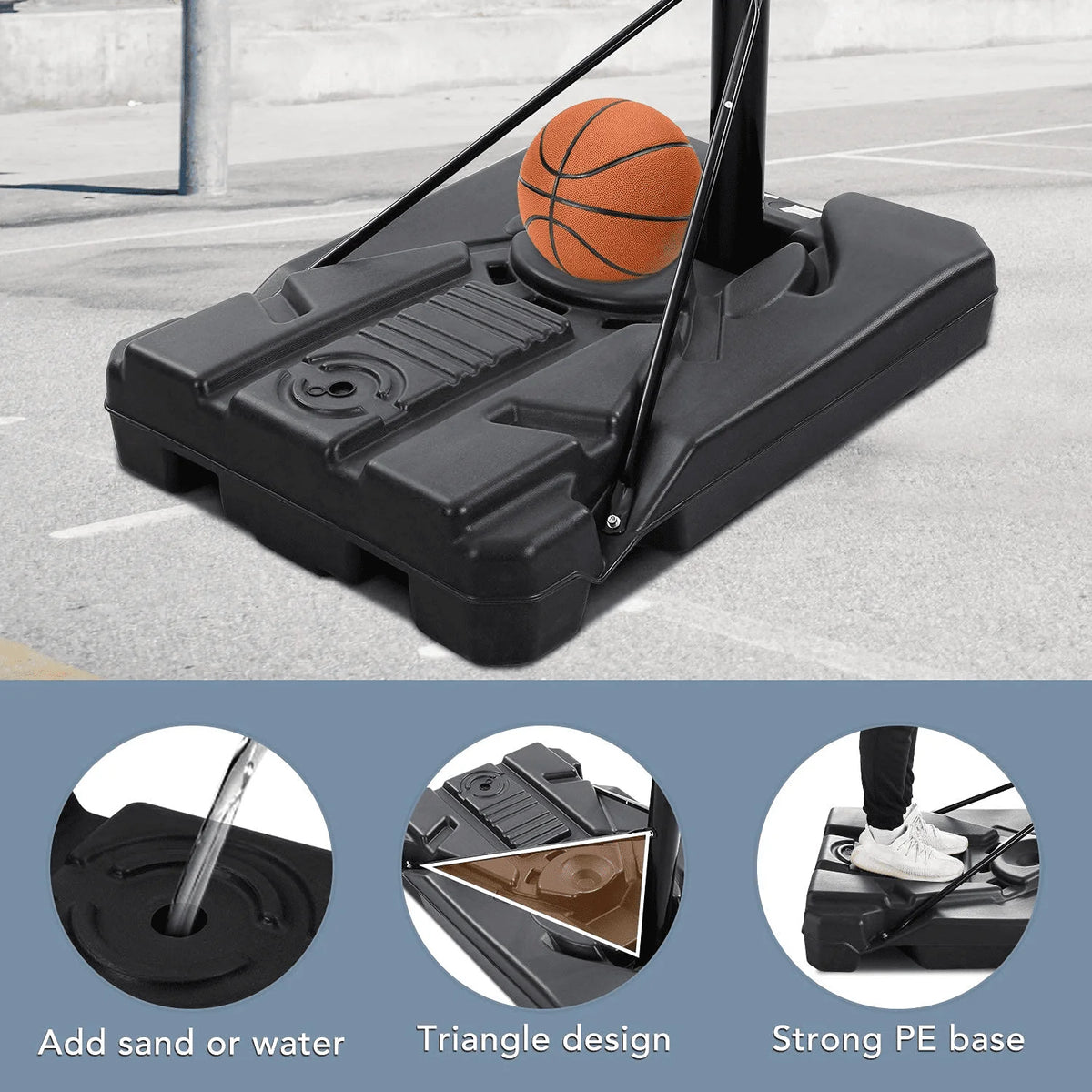 Portable Adjustable Height Basketball Hoop with Backboard S7647
