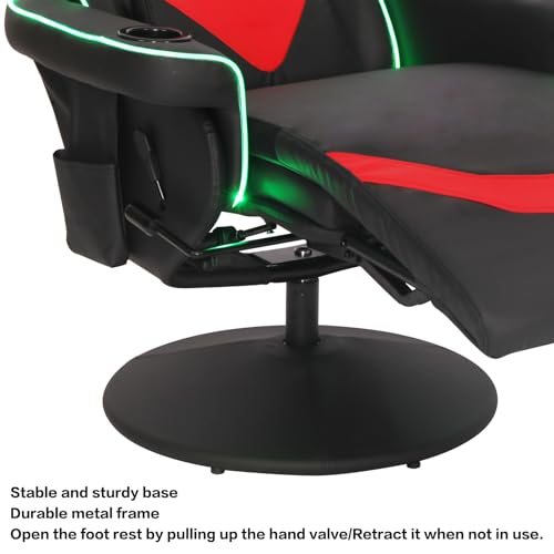 Black White Ergonomic Recliner Gaming Chair with Footrest and Cupholders J21111