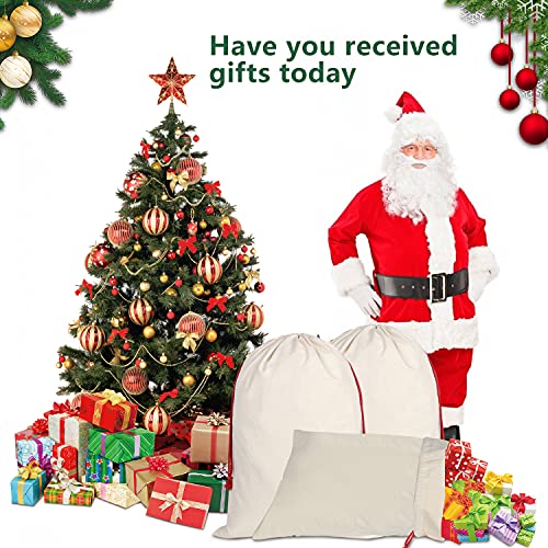6 Pack Large Christmas Canvas Cotton Santa Sacks with Drawstrings Z5429