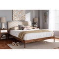 Beige Fabric Upholstered Full Size Platform Bed R90951