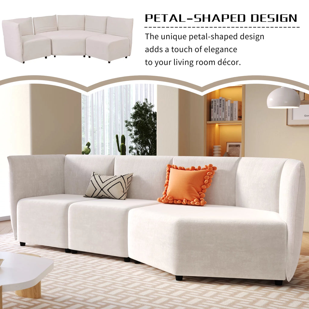 Beige 3 Seater Polyester Sofa G4223