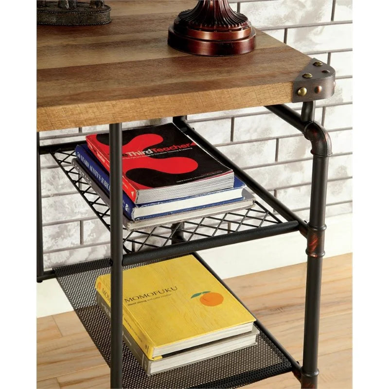 Metal Writing Desk with Casters in Antique Black J378341