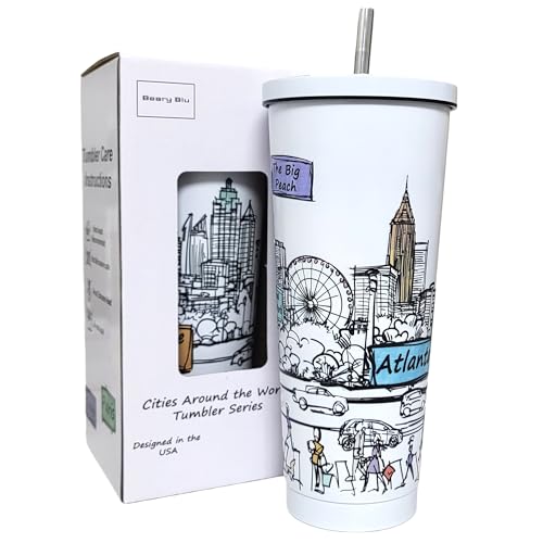 25 Oz Vacuum Insulated Stainless Steel Tumbler with Lids & Straw B70802