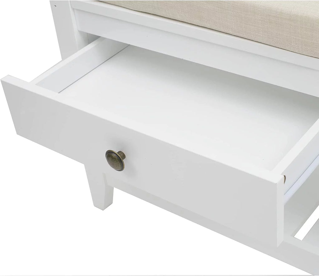 Blue Shoe Storage Bench with Cushioned Seat and 2 Drawers M709
