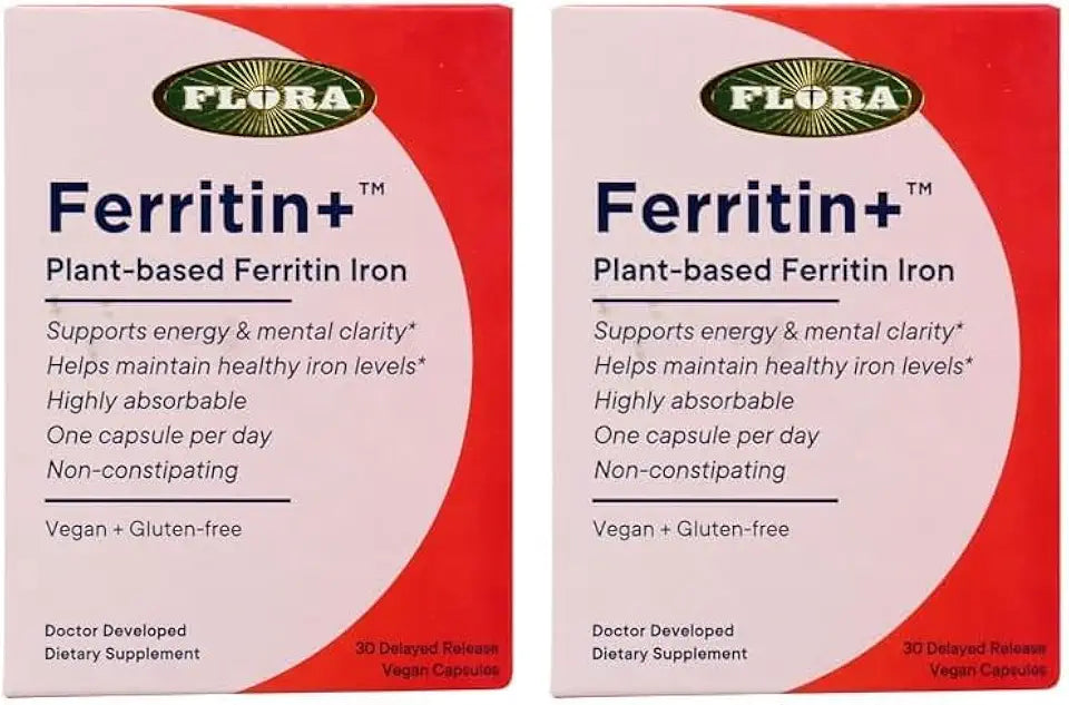 Plant-Based Ferritin Iron Dietary Supplement, 30 Vegan Capsules (Pack of 2) Y1031