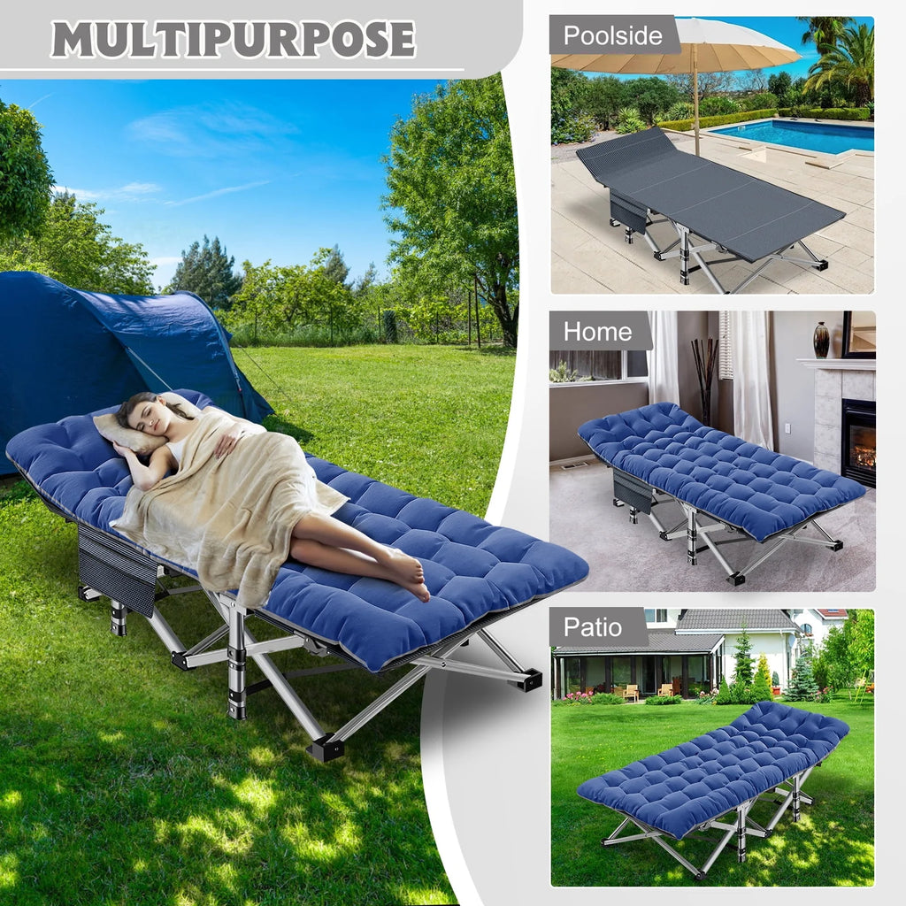 2 Pack Folding Camping Cot with Mattress and Carry Bag G4994