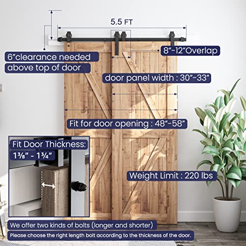6.6 Feet Bypass Sliding Barn Door Hardware Kit X8266
