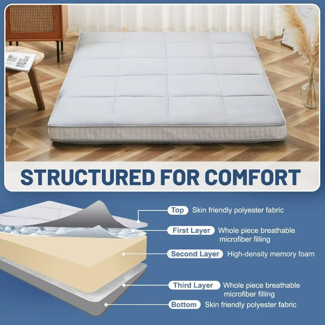 4" Thick Sherpa Fleece Japanese Floor Mattress A111789