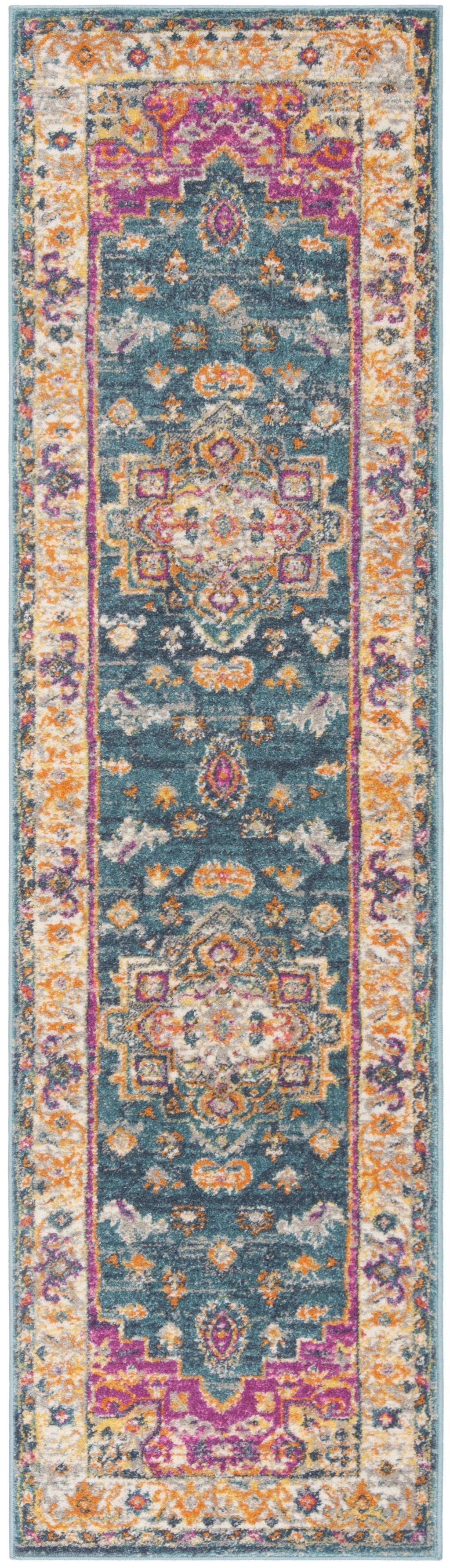 Blue Multi Floral Runner Rug 2'3" x 10' H381