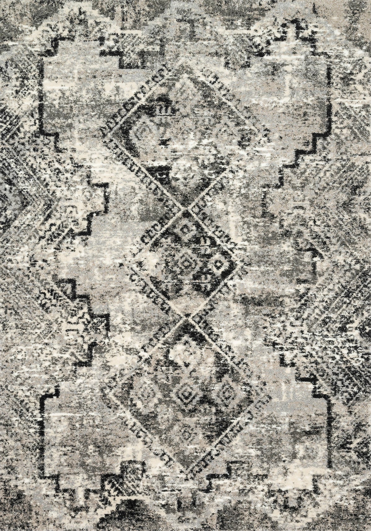 Grey Black Rug O489