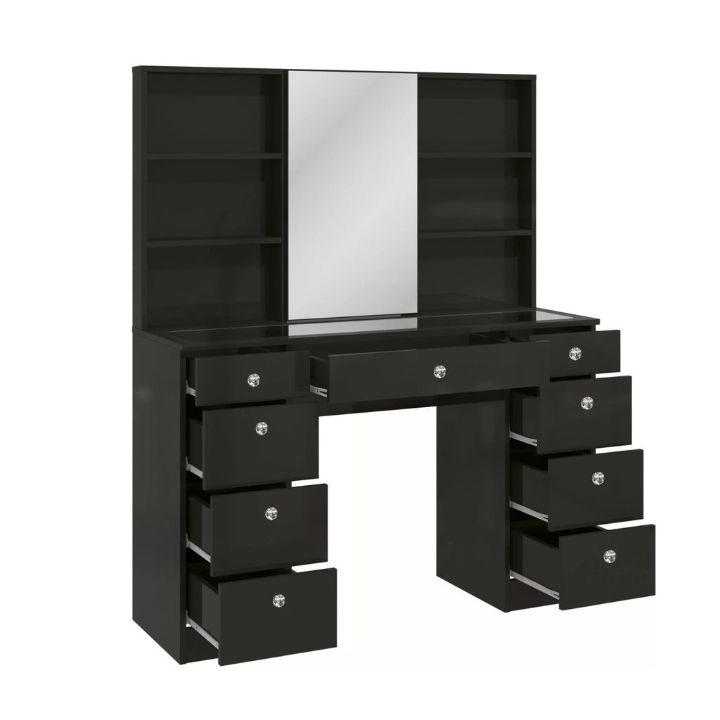 Black Painted Vanity Table with Crystal Knobs L1294