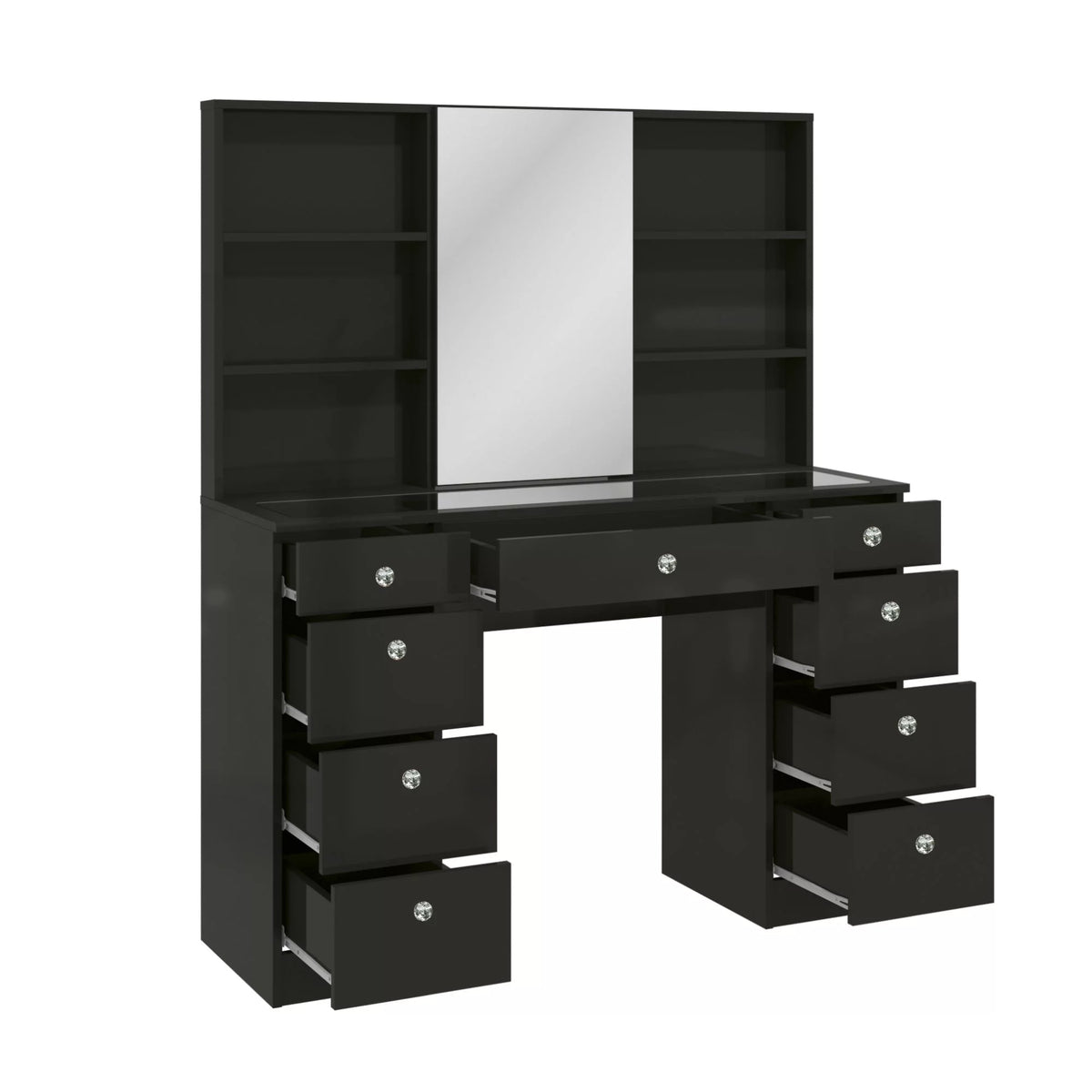 Black Painted Vanity Table with Crystal Knobs L1294