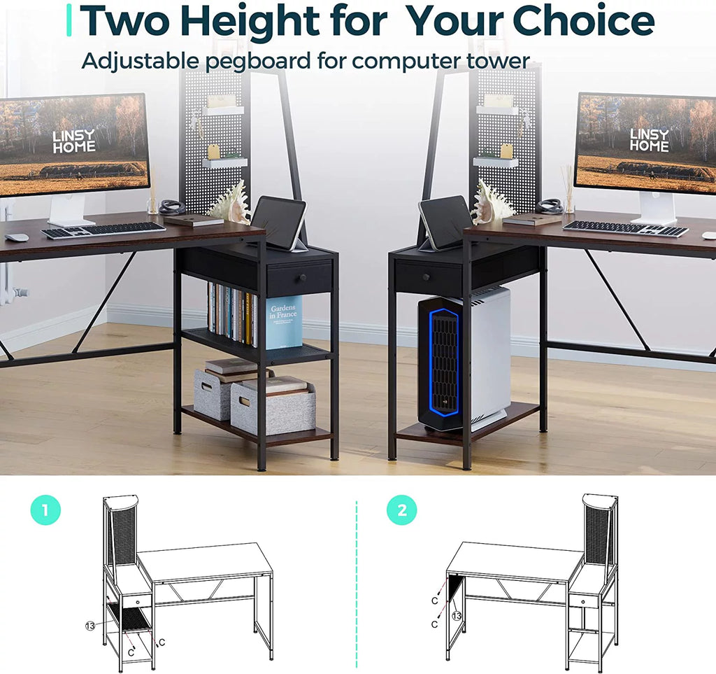 48 Inch Computer Desk with Shelves and Storage Drawer B896407