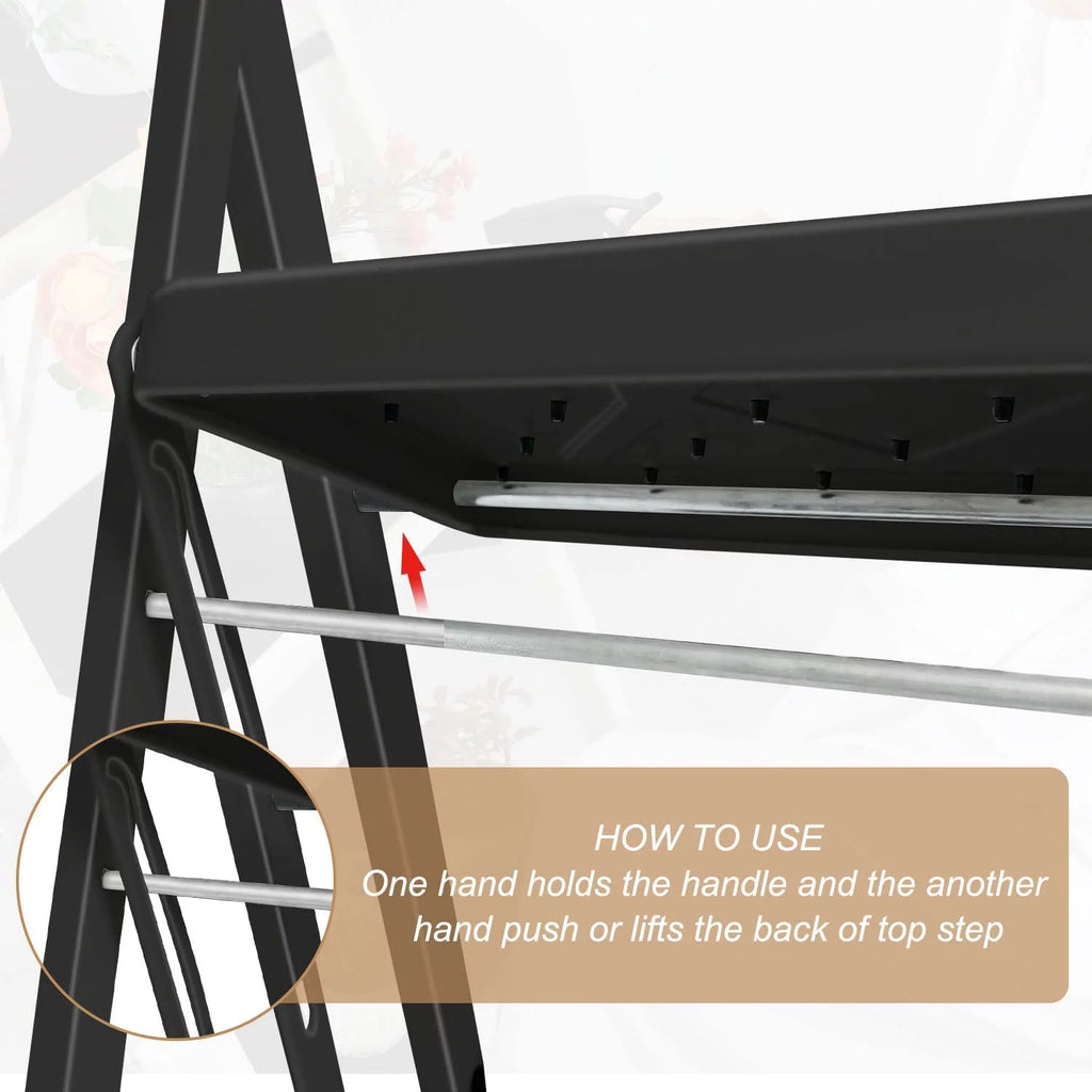 4 Step Folding Step Stool with Anti-Slip Pedal, 330lbs Capacity, Black L74096