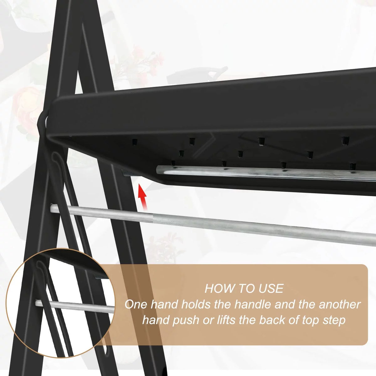 4 Step Folding Step Stool with Anti-Slip Pedal, 330lbs Capacity, Black L74096