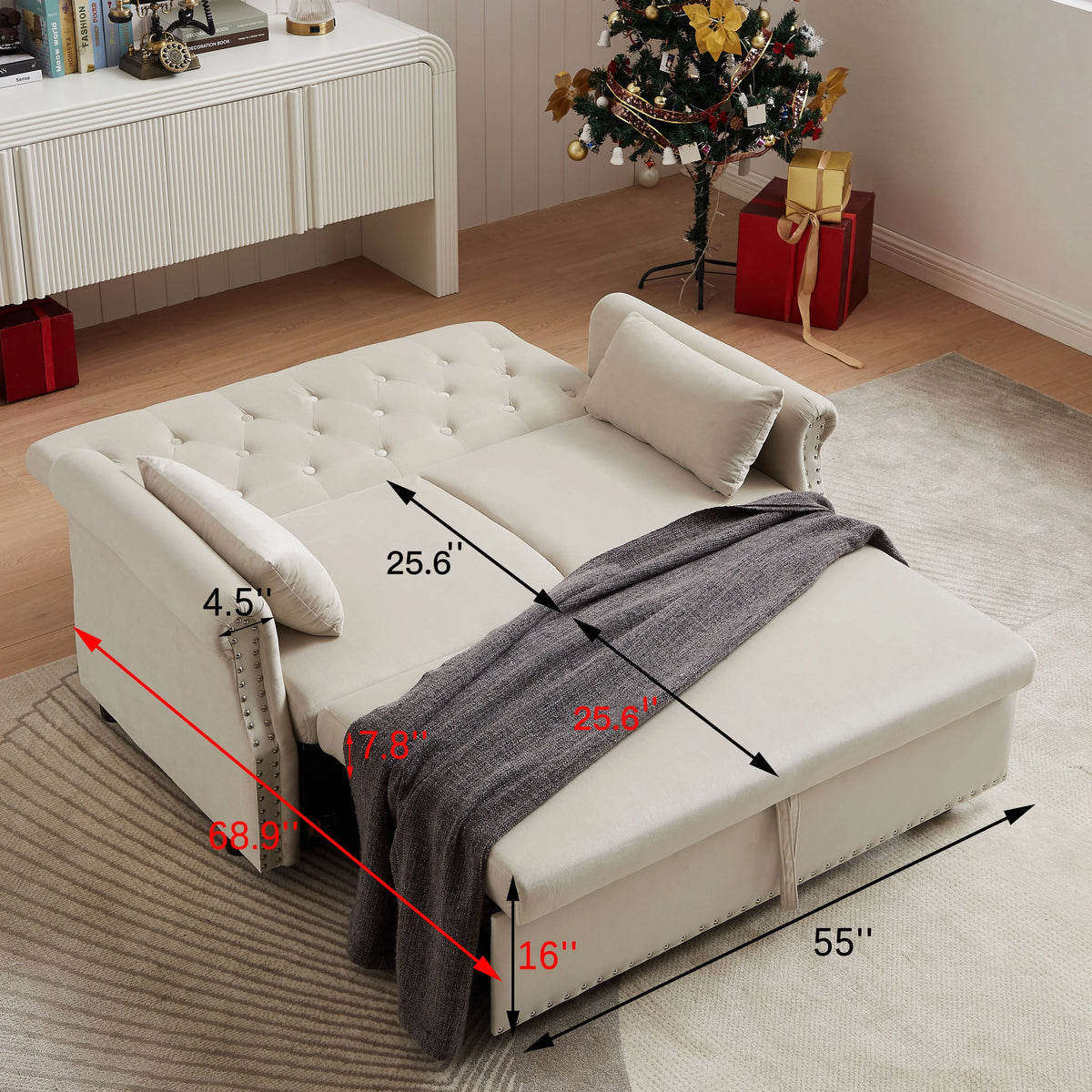 Velvet Convertible Sleeper Sofa Bed B729246