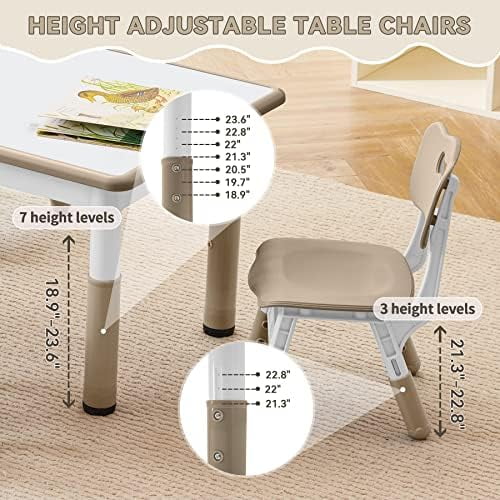 Height Adjustable Plastic Children Study Table and Chairs Set with 4 Seats T731