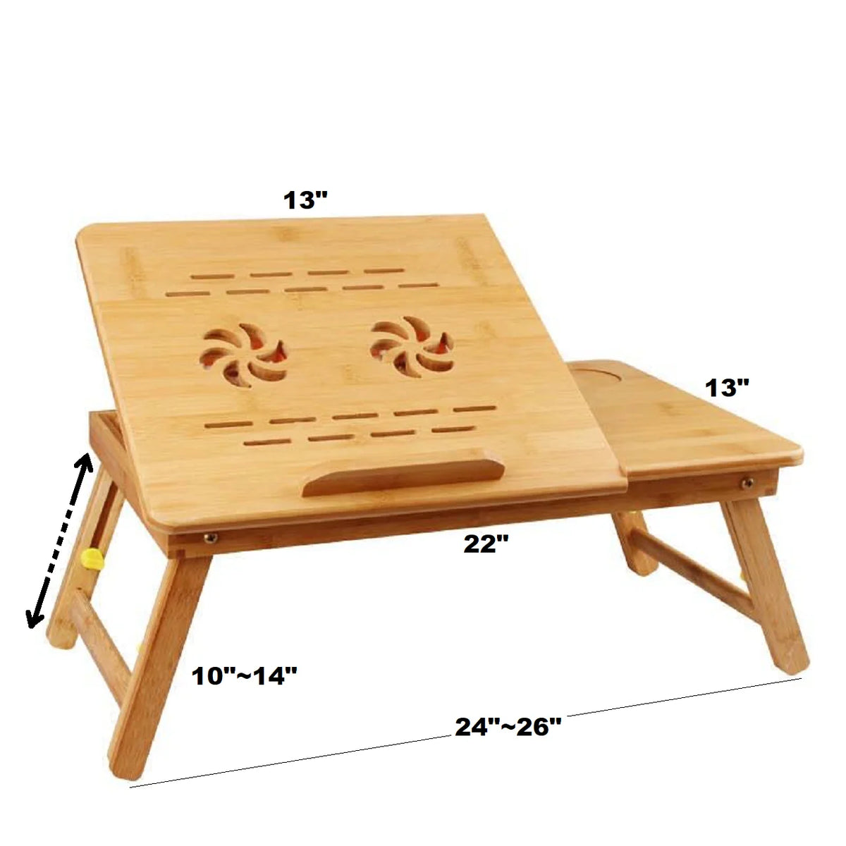 22" Bamboo Folding Laptop Stand with Drawer D112